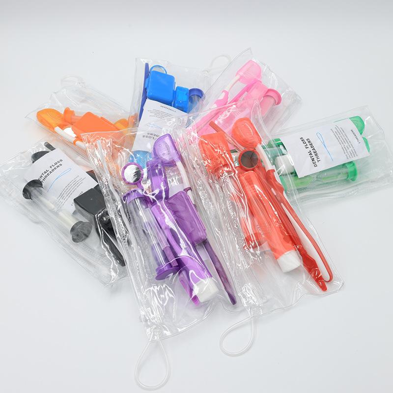 Teeth Whitening Brush - ชุดดูแลช่องปาก ชุดทำความสะอาดเครื่องมือจัดฟัน แบบพกพาสำหรับการเดินทาง แปรงสีฟันสำหรับผู้ป่วยจัดฟัน แว็กซ์ ไหมขัดฟัน